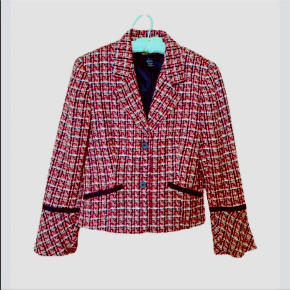 Metrostyle red and black tweed jacket Size 12